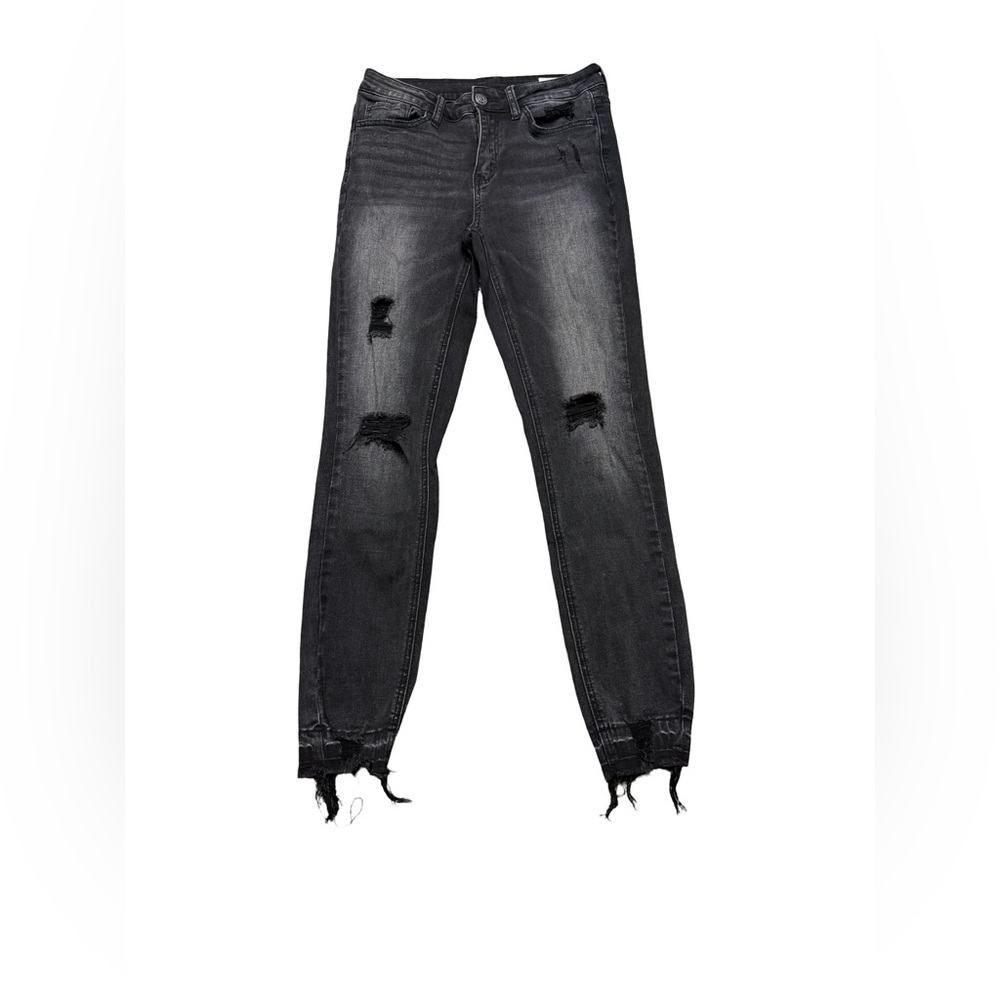 🖤🖤 Bridge by GLY‎ Distressed Black Skinny Jeans Raw Hem Size 26 🖤🖤